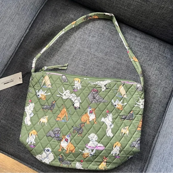 NWT Vera Bradley Slouchy Bucket Shoulder Bag.  Cotton.  Dog Park print. - Picture 8 of 12